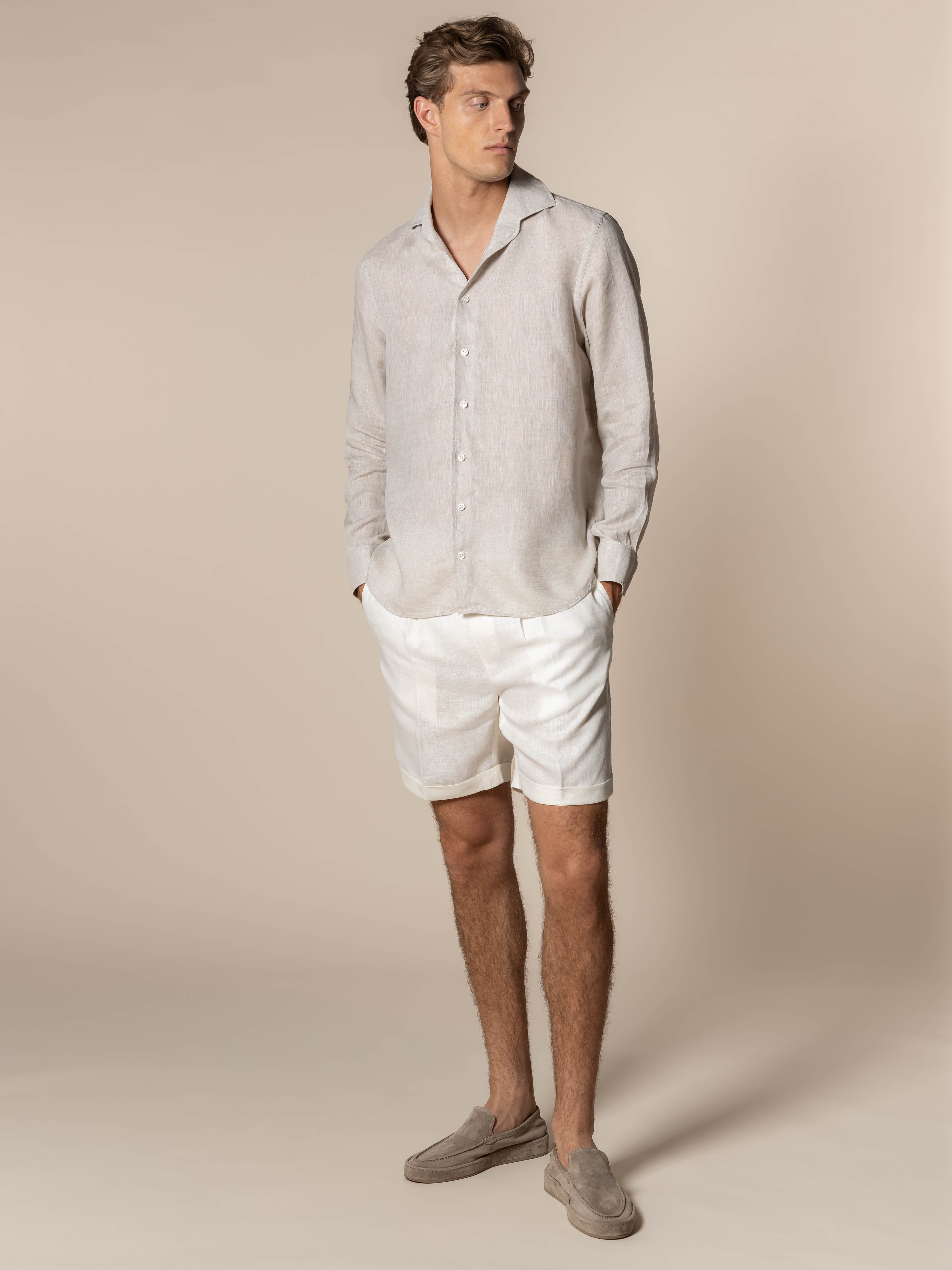 Ecru Linen Seaside Shorts