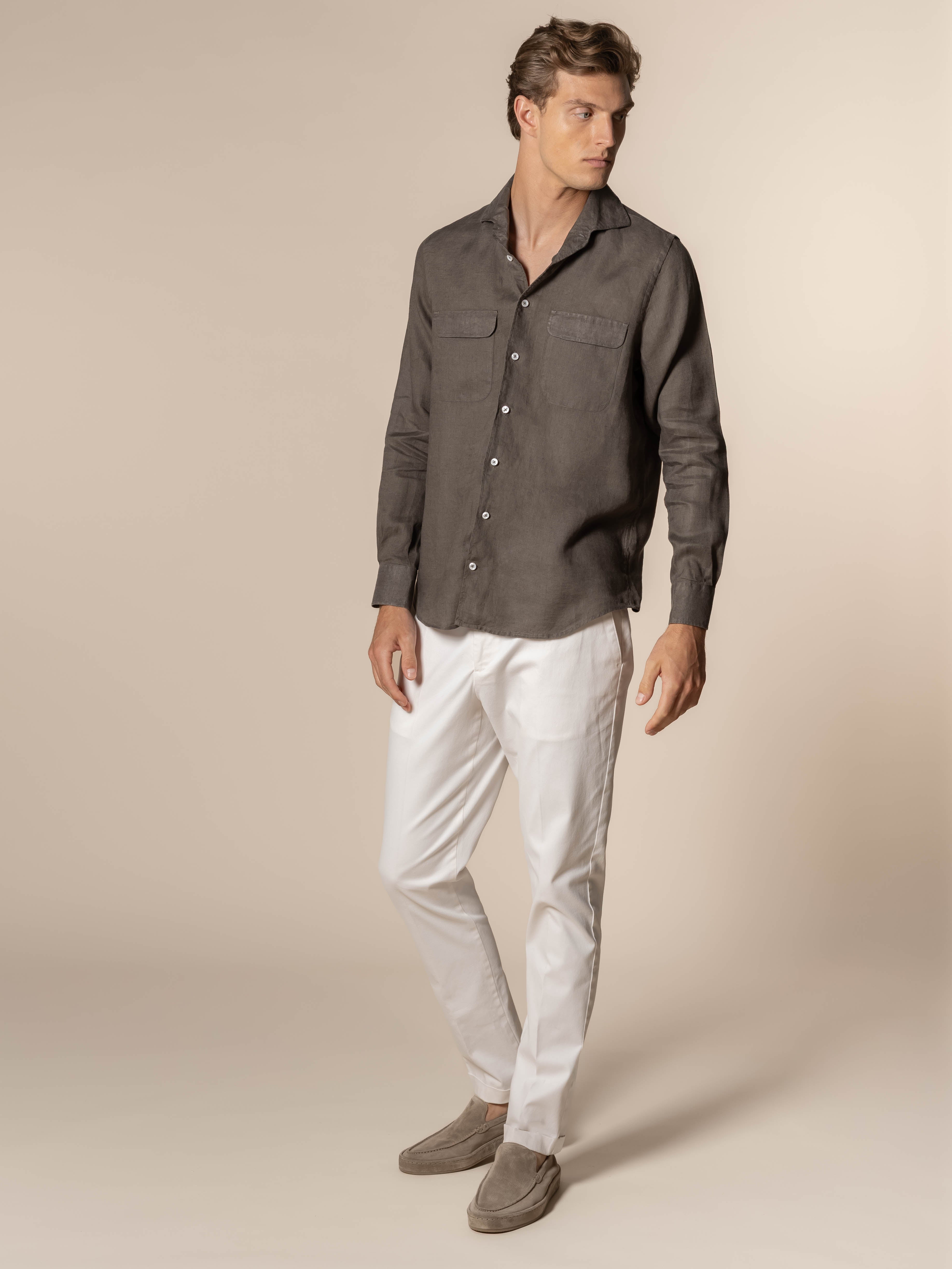 Ash Grey Linen Pocket Shirt
