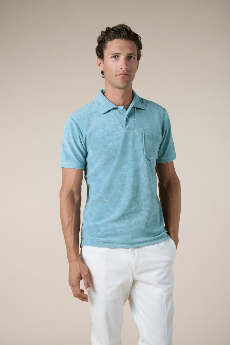 Petrol Terry Towelling Polo Shirt