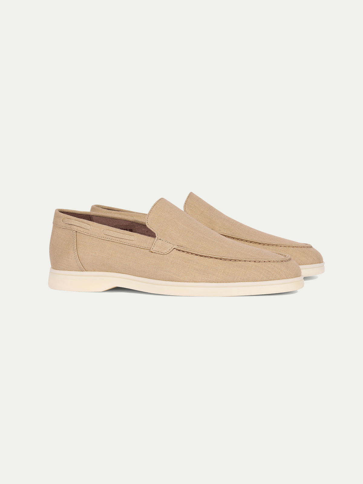 Beige Linen Yacht Loafers Aurelien