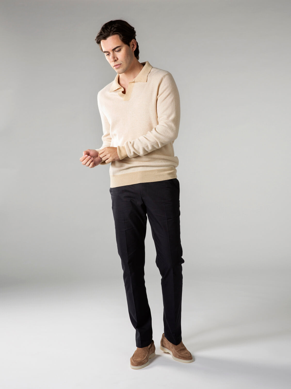 Light Beige Jaquard Polo