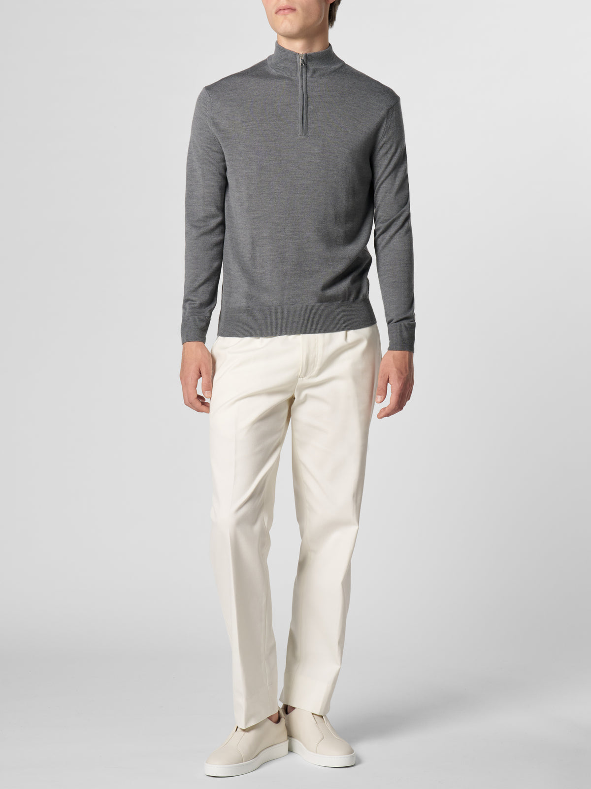 Extrafine Merino Zipper Sweater Dark Grey