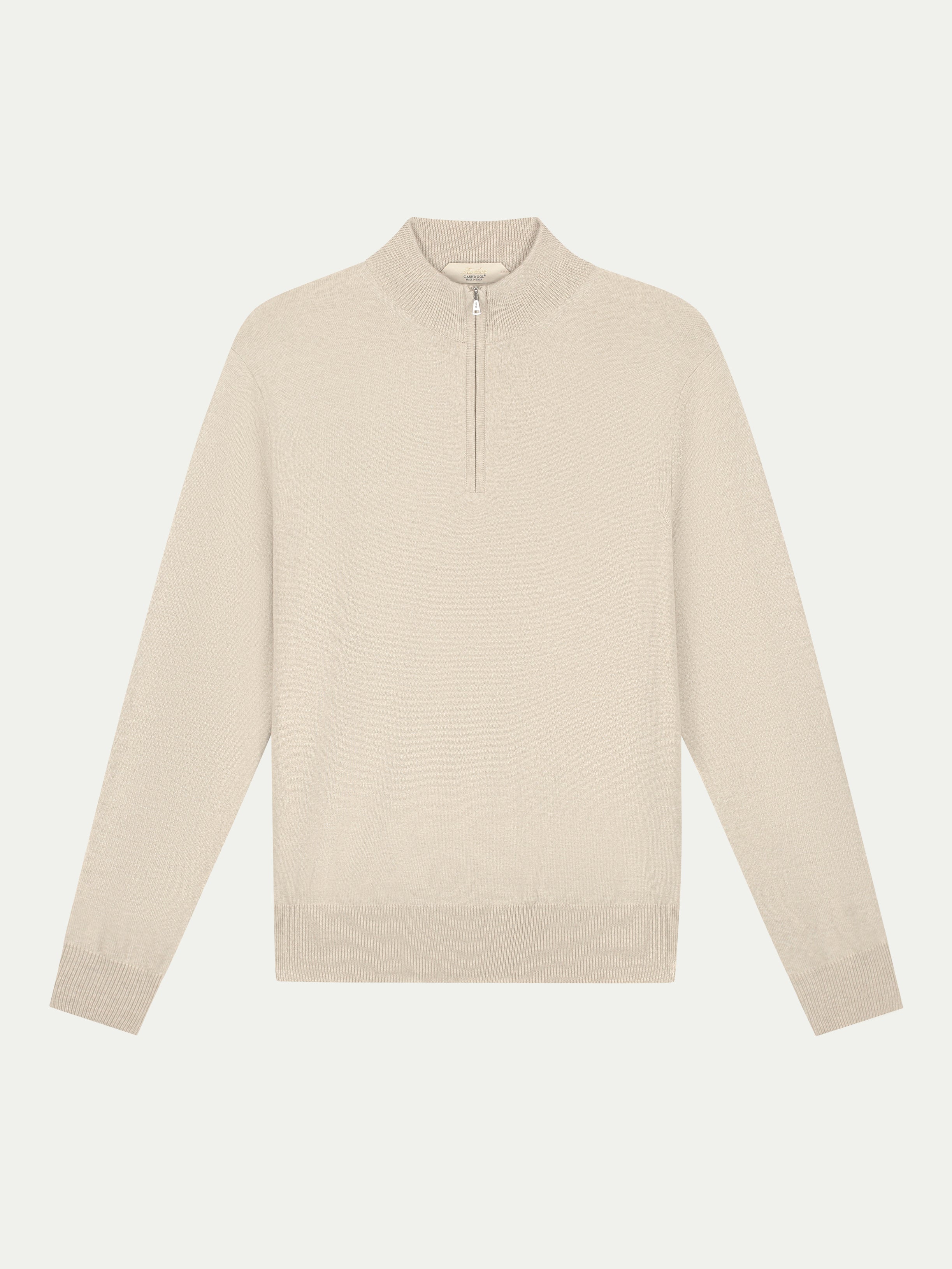 Extrafine Merino Zipper Sweater Light Beige