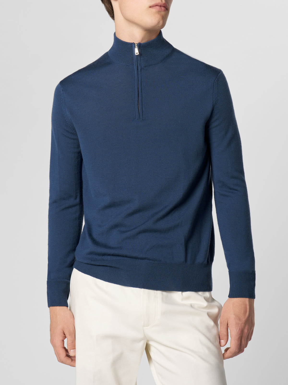 Extrafine Merino Zipper Sweater Sargasso Blue