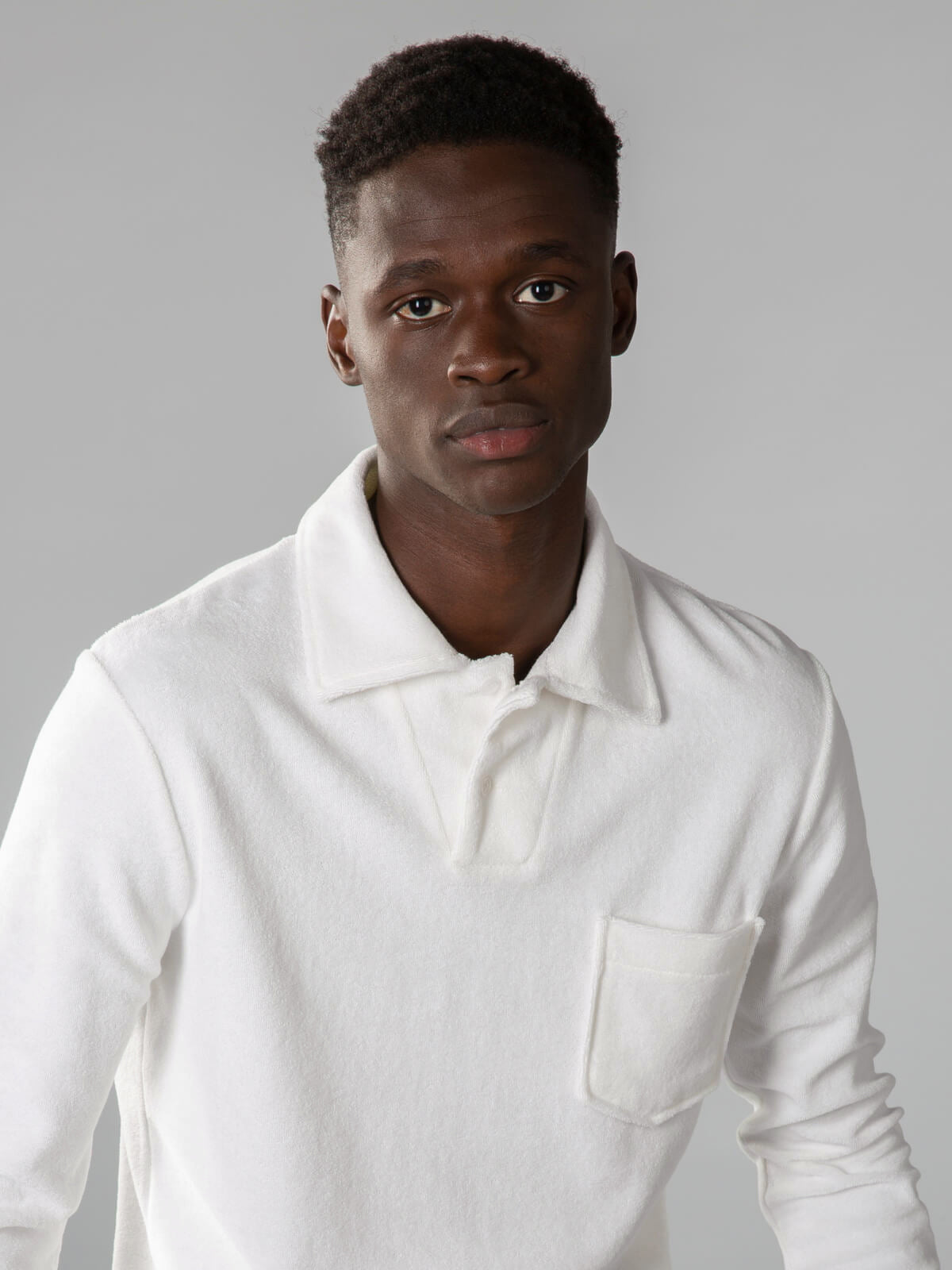 White Terry Towelling Longsleeve Polo