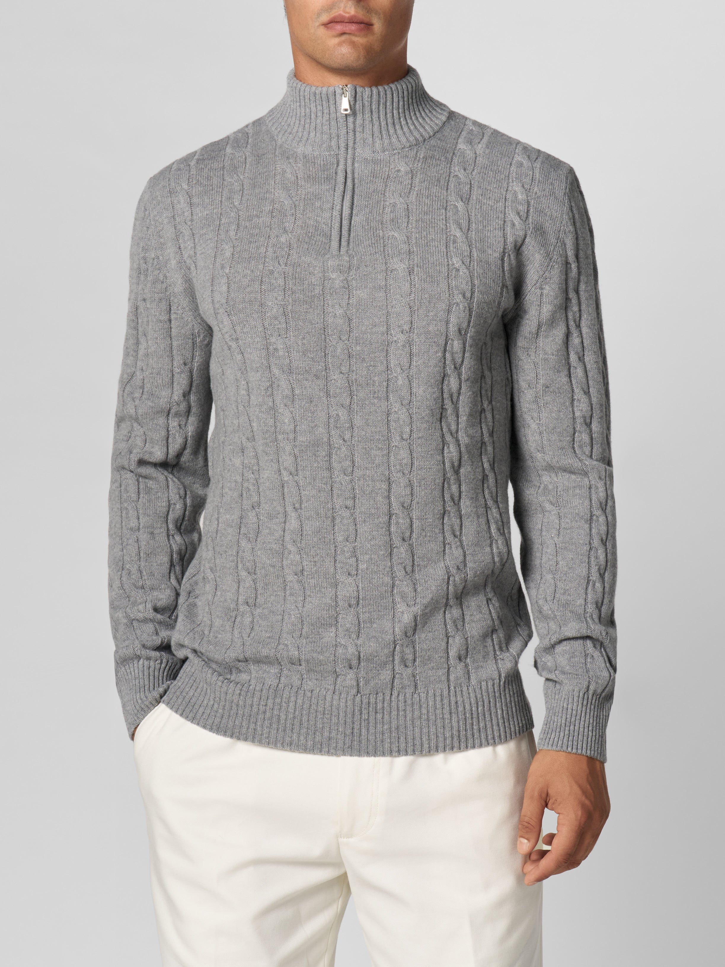 Zipper Cable Sweater Dark Grey