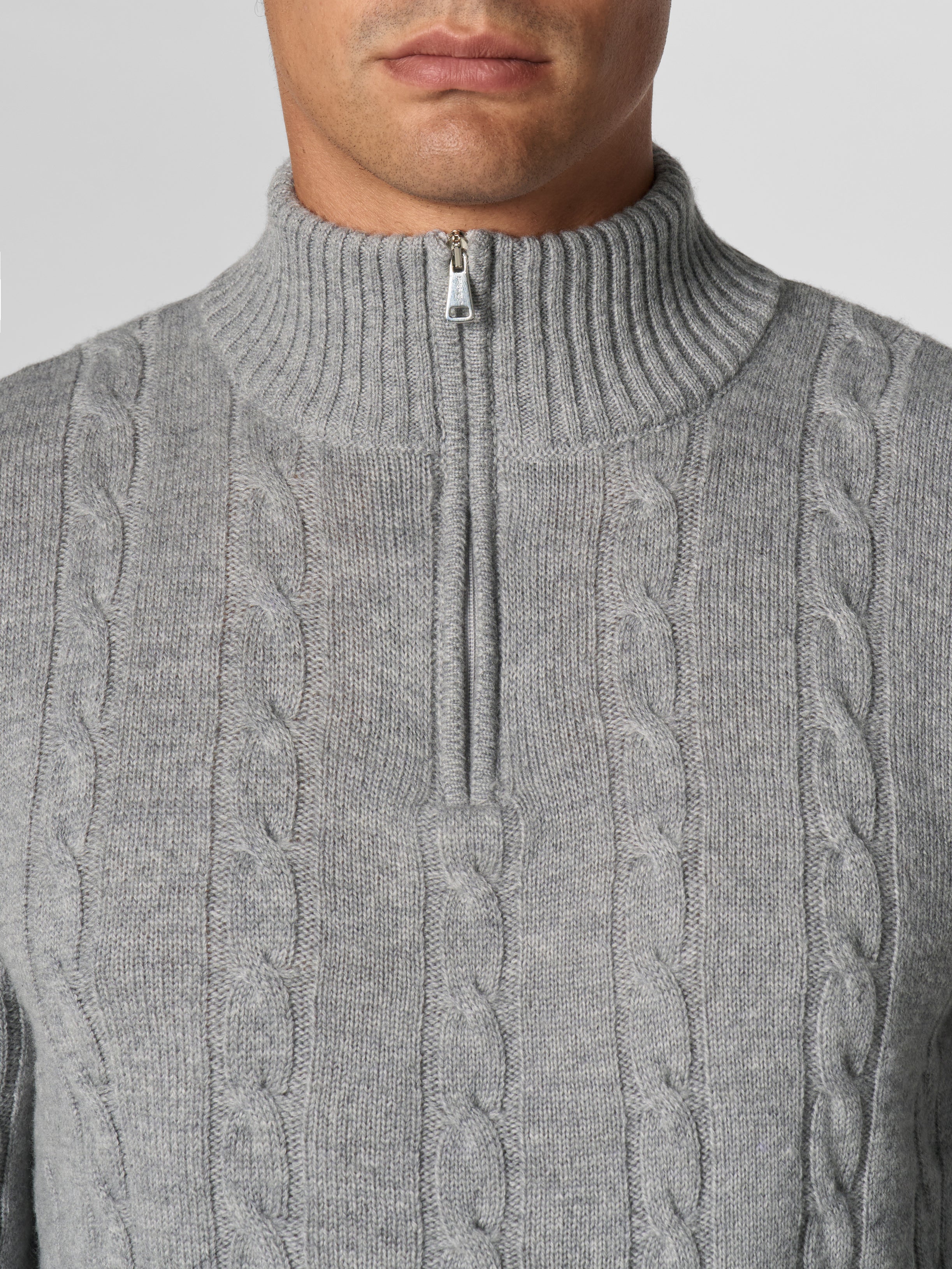 Zipper Cable Sweater Dark Grey