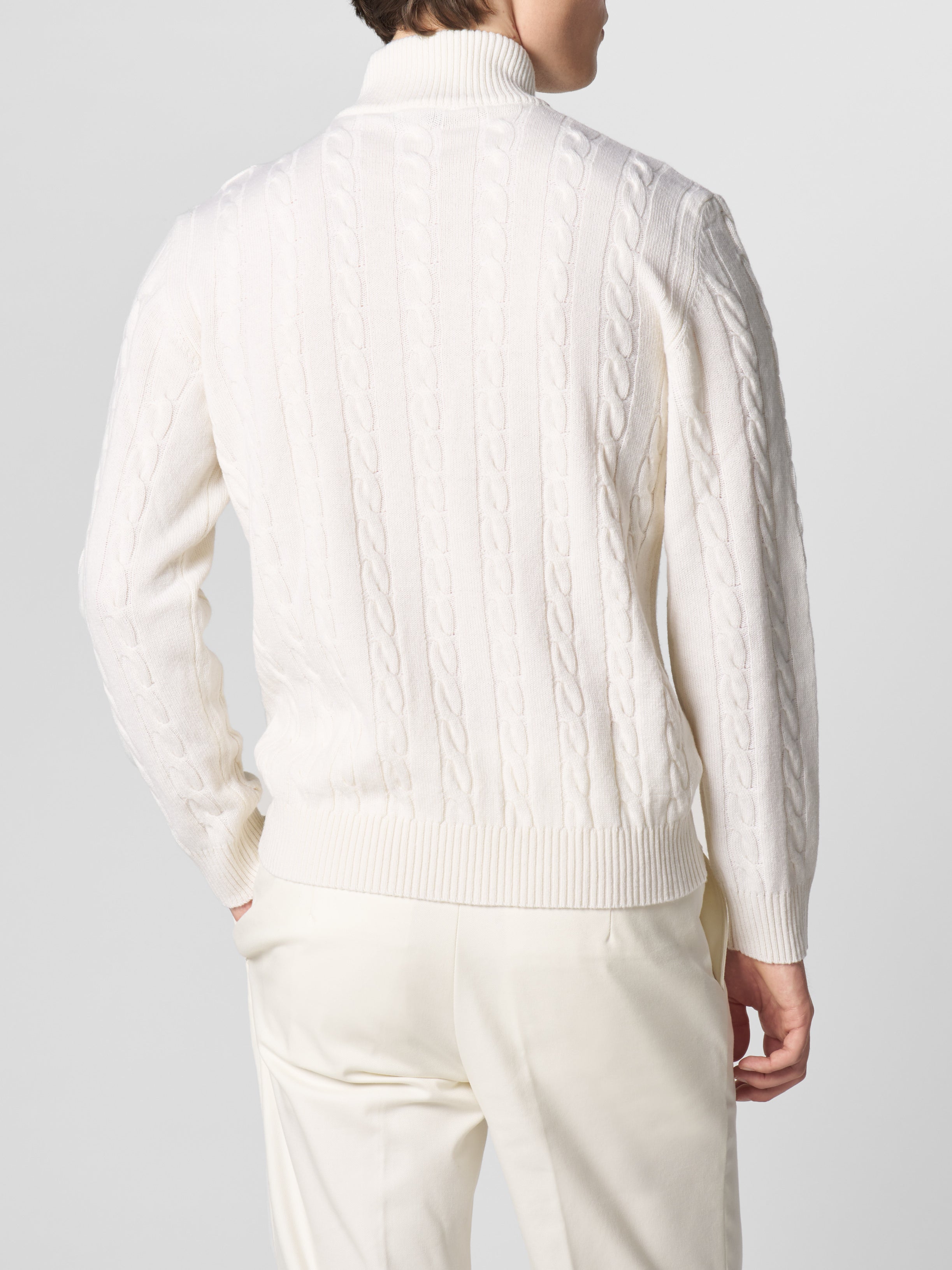 Zipper Cable Sweater Ivory