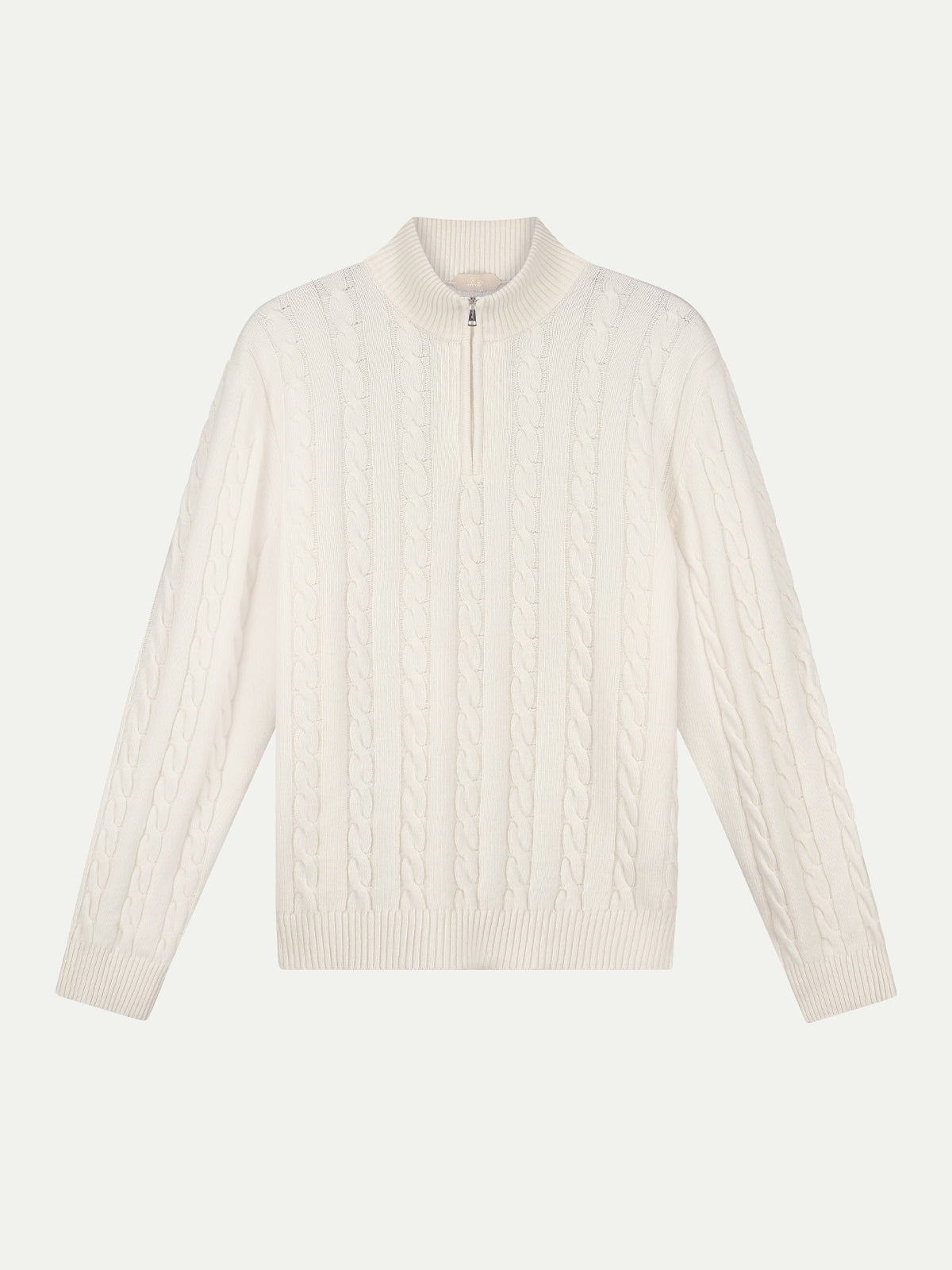 Aurélien | Cashwool Zipper Cable Sweater Light Beige
