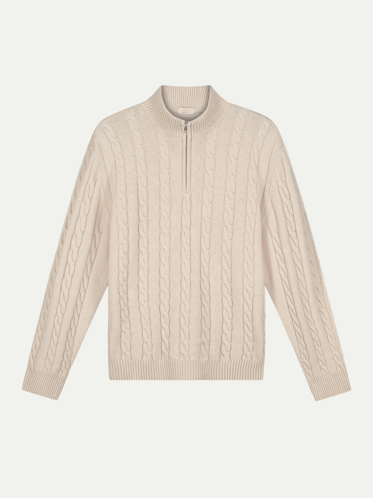 Zipper Cable Sweater Light Beige