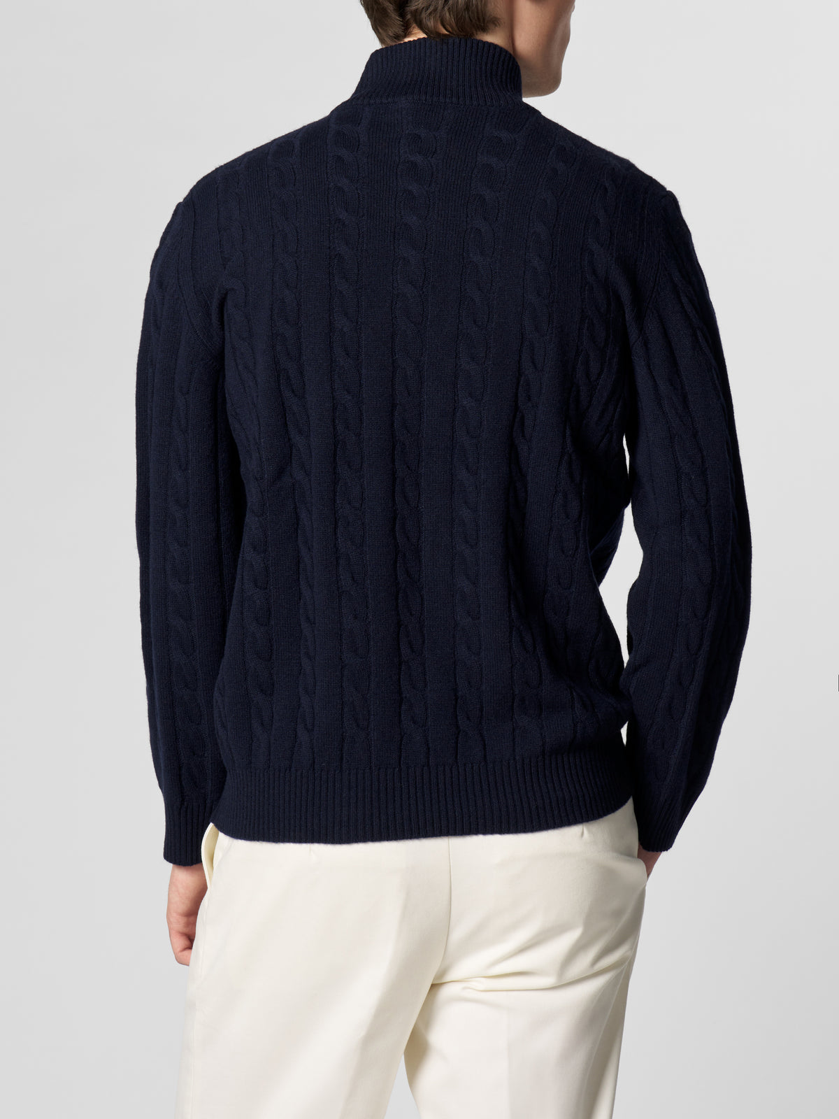 Zipper Cable Sweater Navy