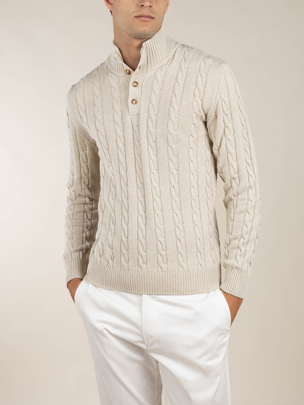 Light Beige Winter Button Sweater