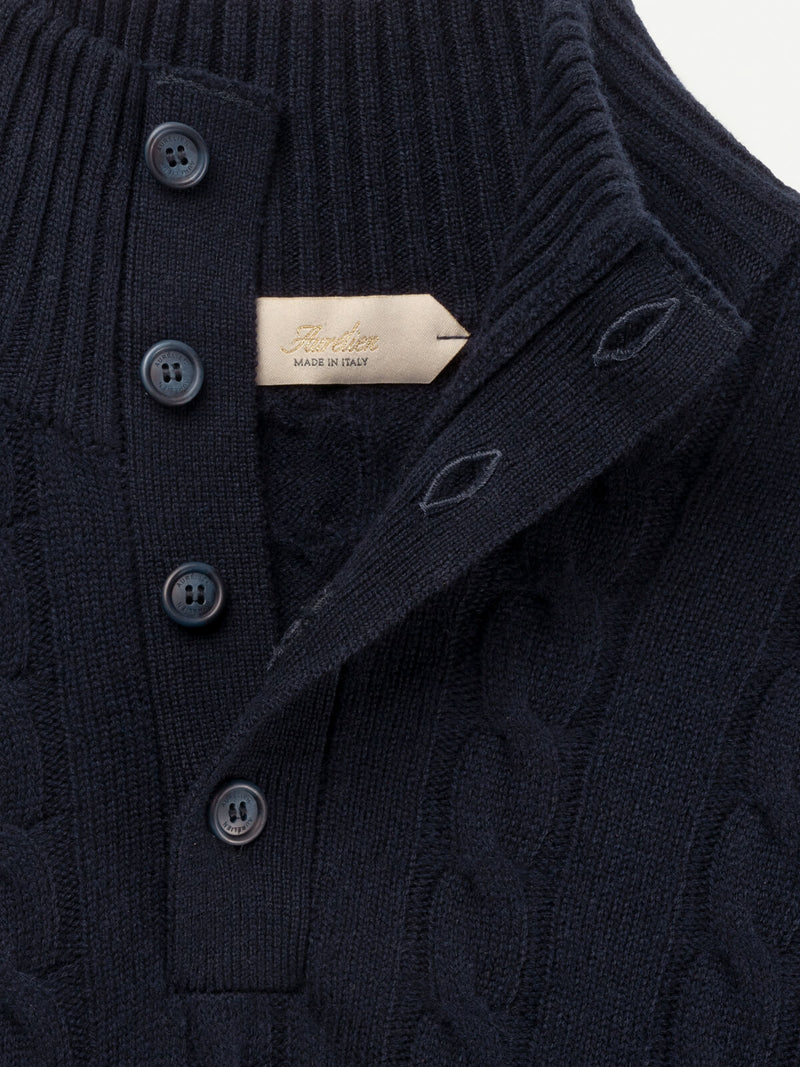 Navy Winter Button Sweater