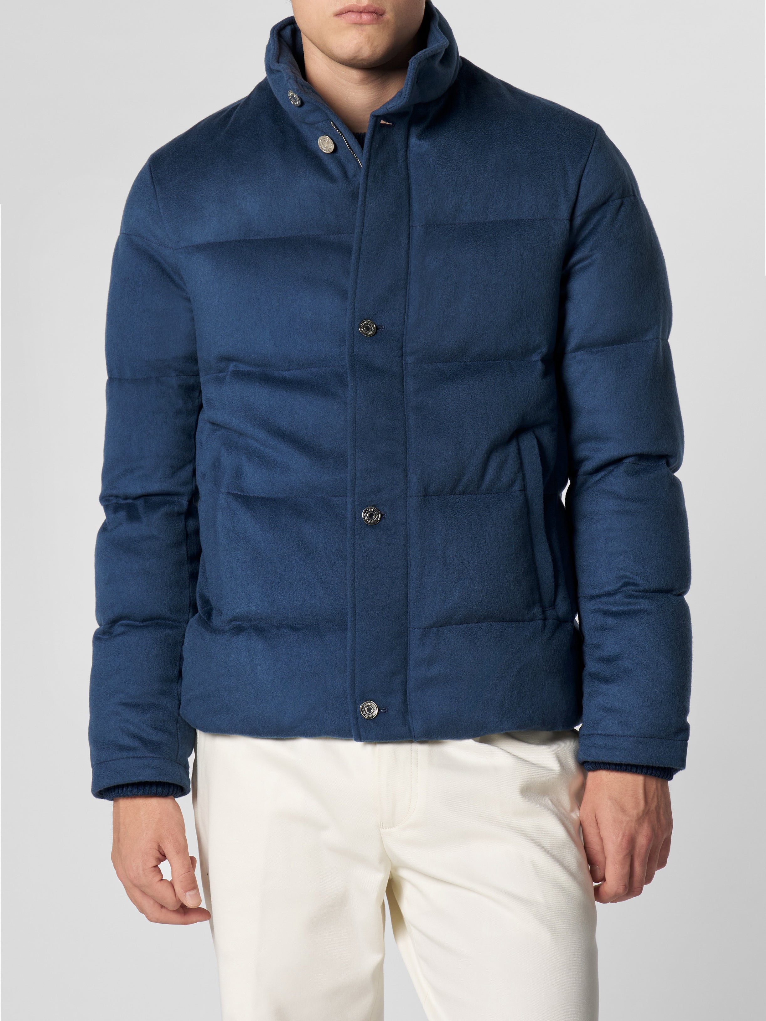 Sargasso Blue AUR1 Puffer Jacket with Buttons