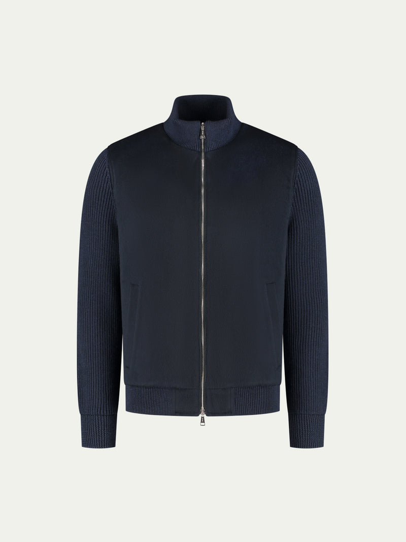 Navy Cashmere Bomber Jacket