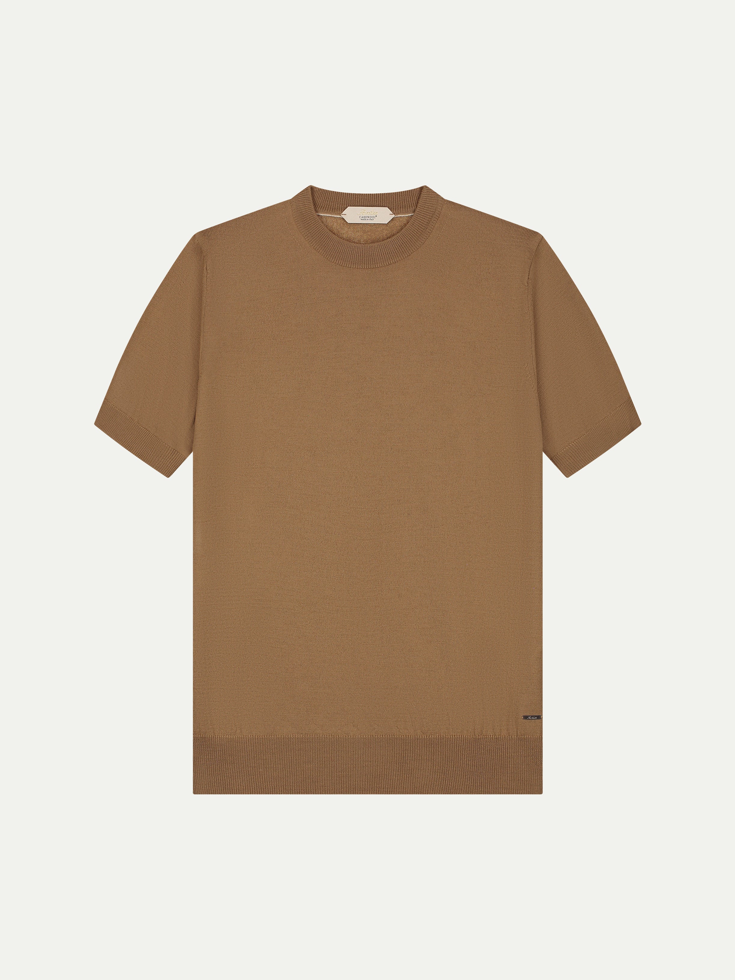 【intch.】Shalt CA Wool Cashmere Shirts Aurélien | Cashwool T-Shirt Dark Beige