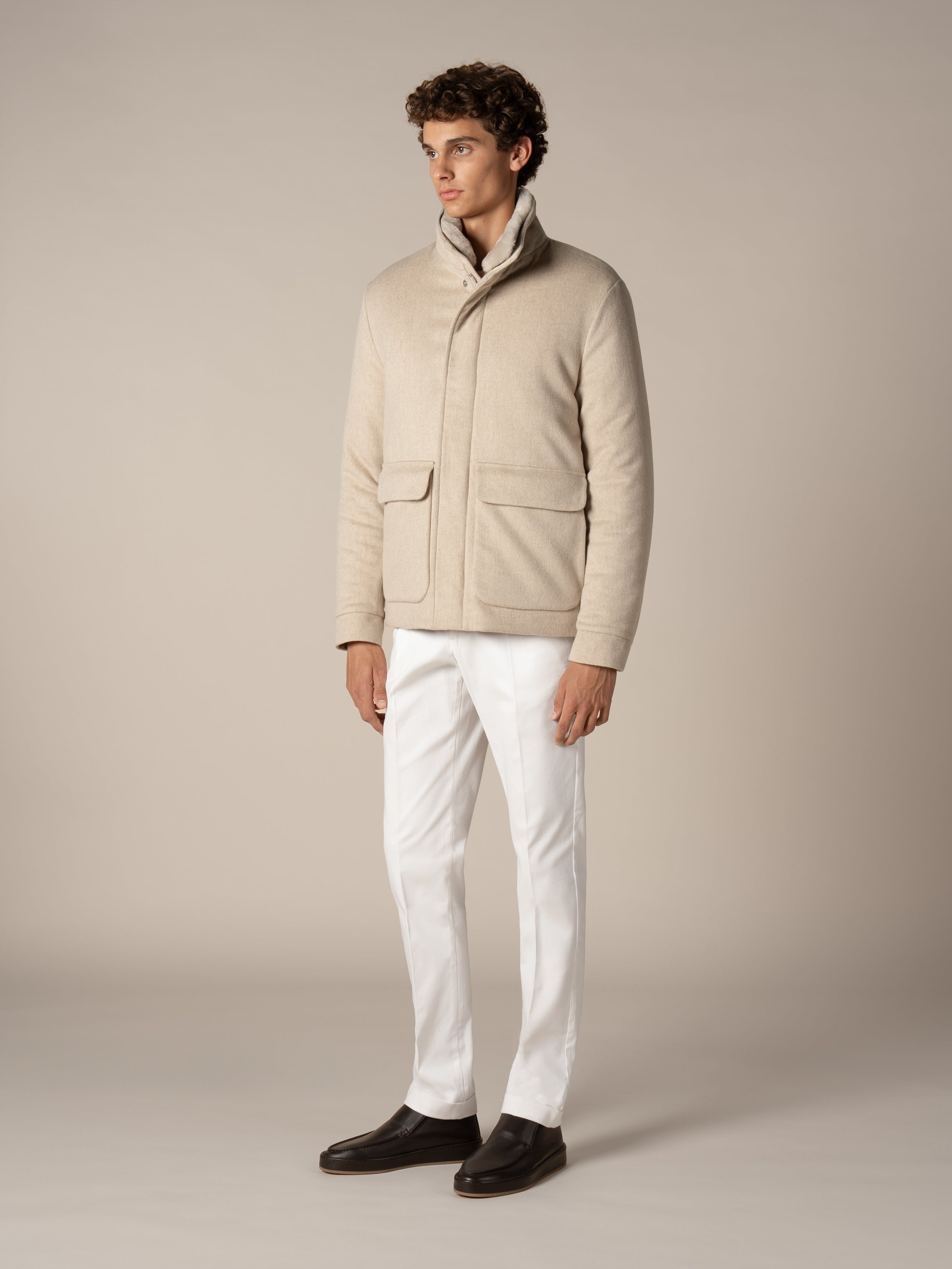 Aurélien | Light Beige Cashmere Voyager Parka Jacket