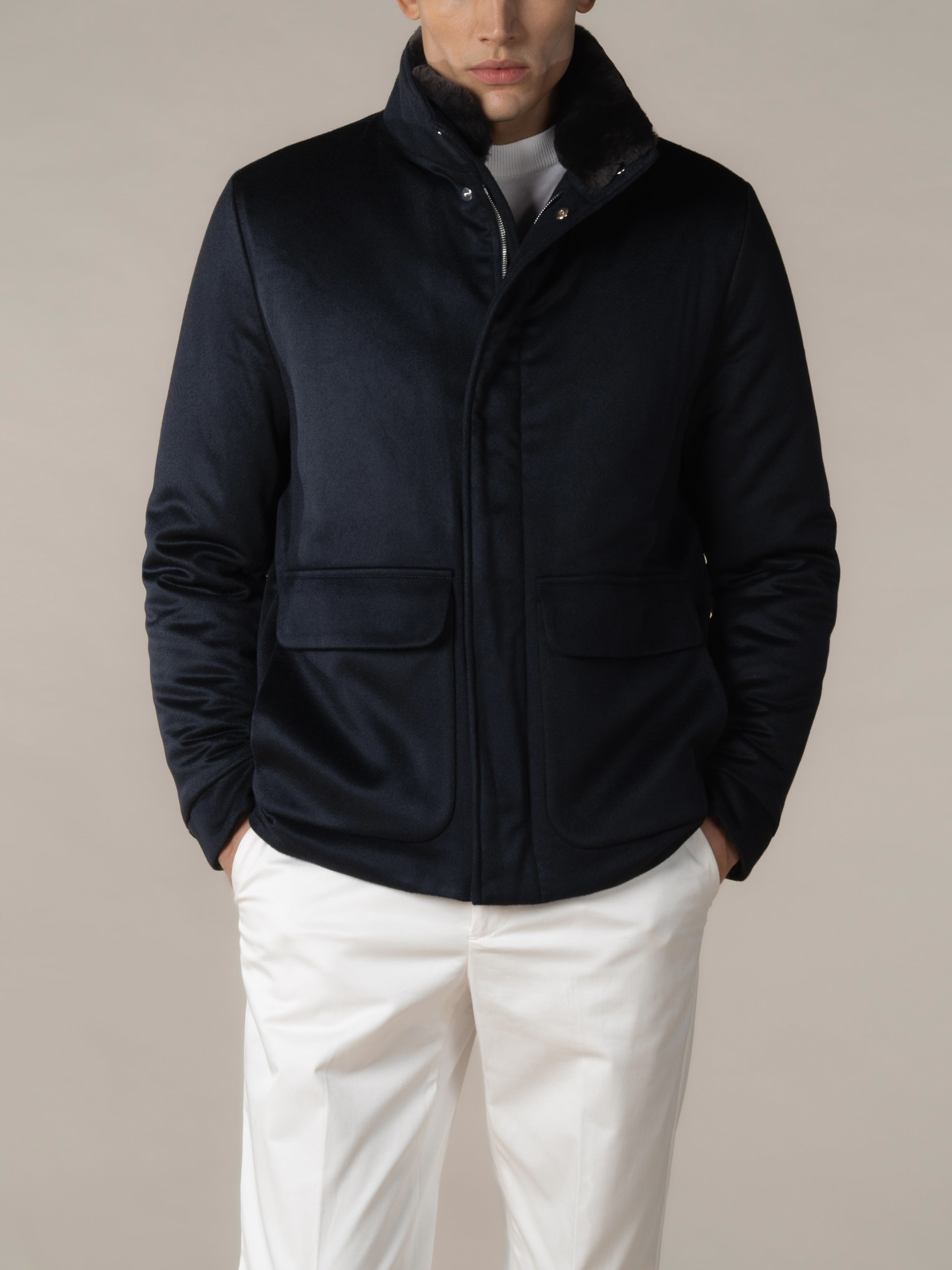 Aurélien | Navy Cashmere Voyager Parka Jacket