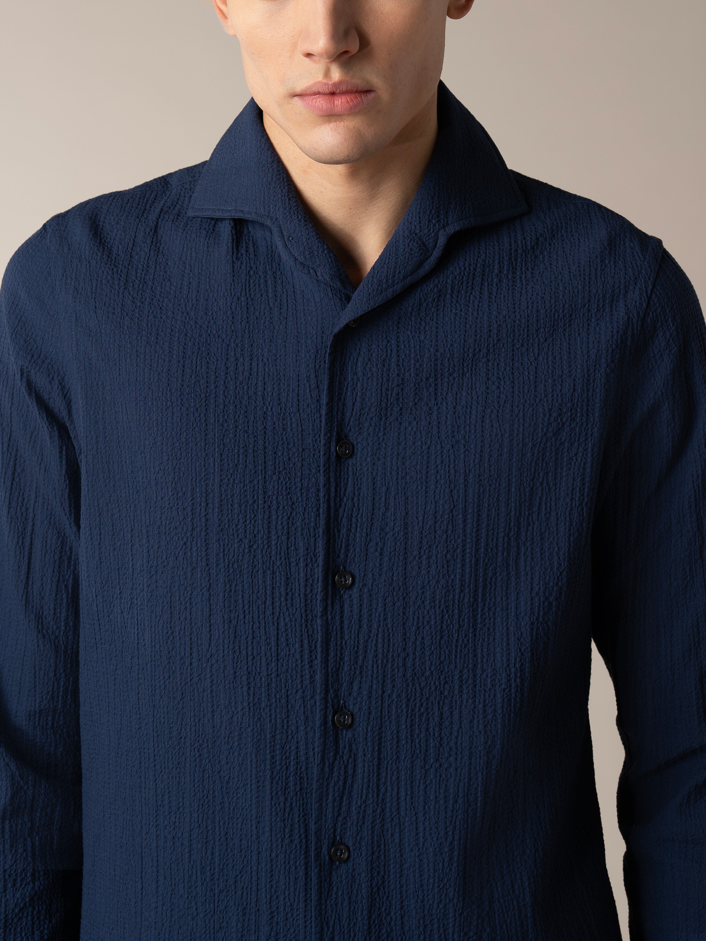 Navy Seersucker Shirt