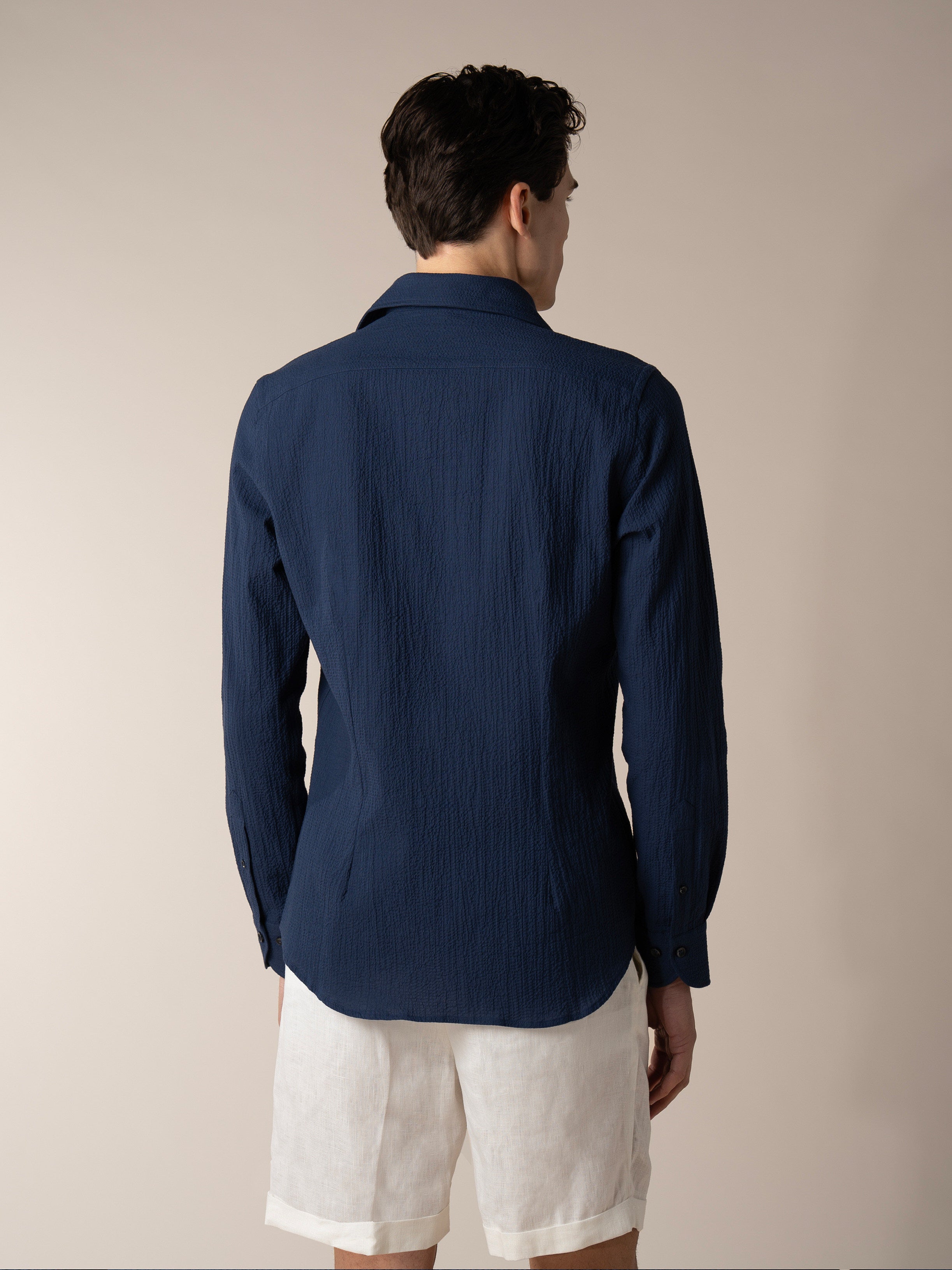 Navy Seersucker Shirt