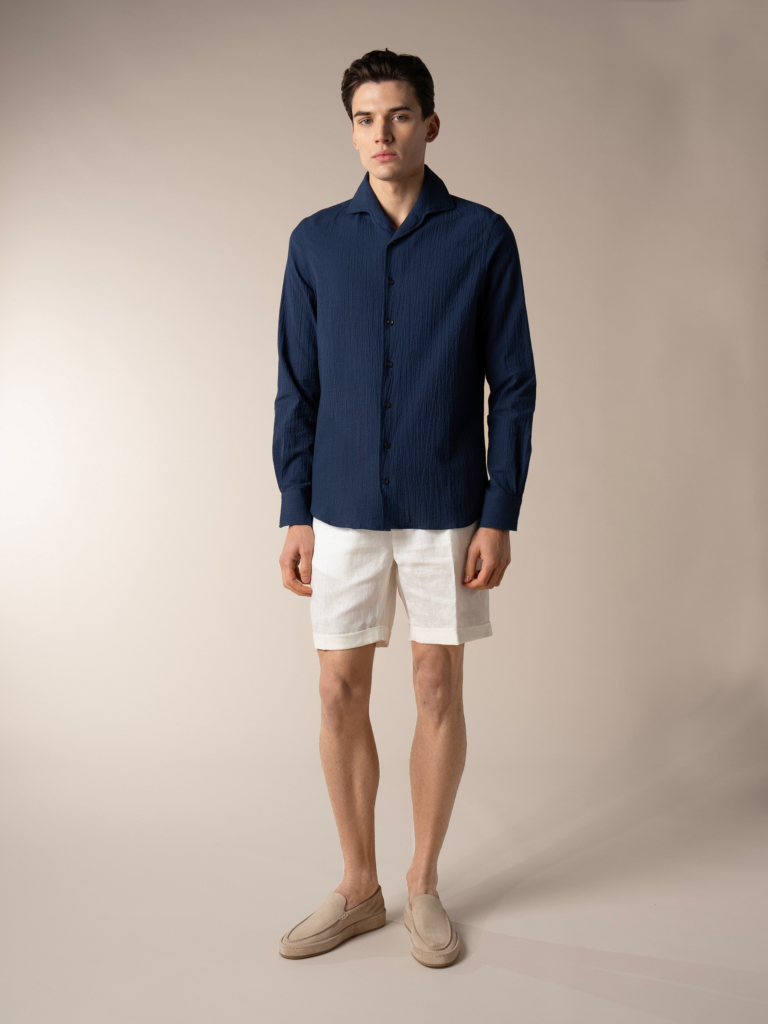 Navy Seersucker Shirt