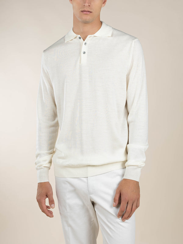 Extrafine Merino Polo Ivory