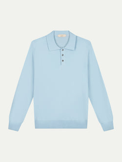 Extrafine Merino Polo Light Blue