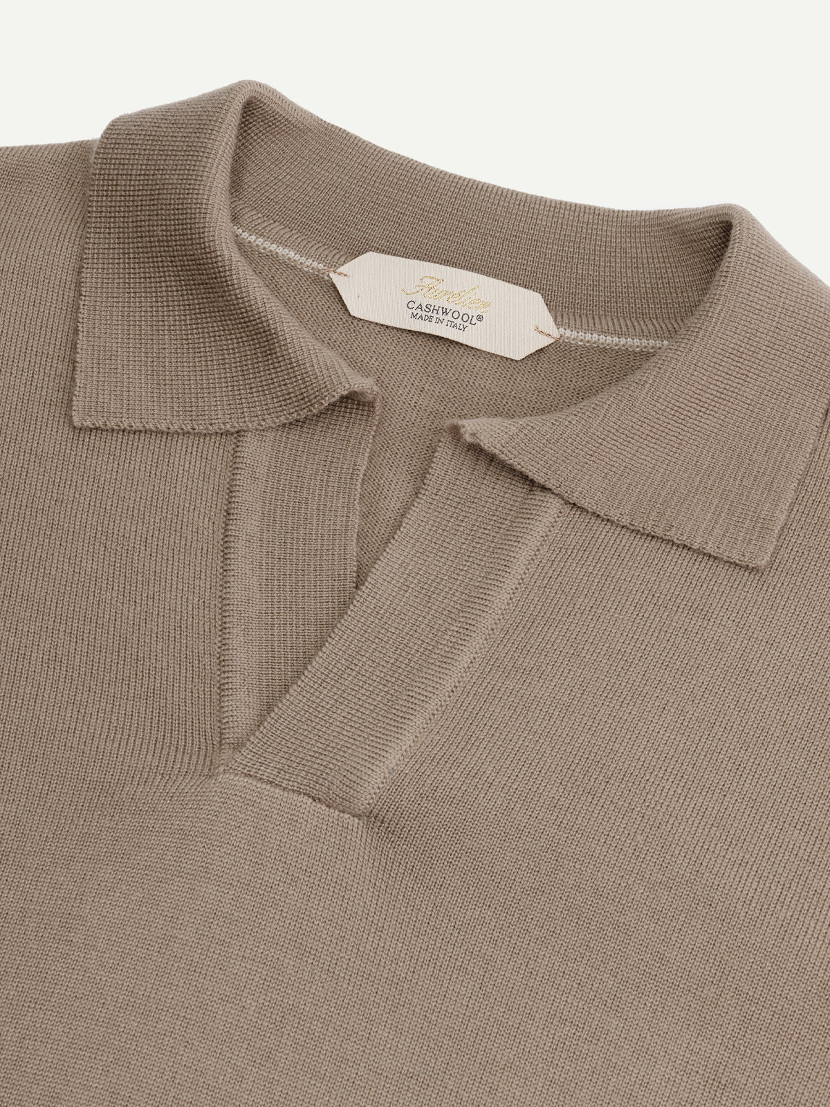 Aurélien | Cashwool Polo Shirt Buttonless Taupe