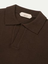 Extrafine Merino Buttonless Polo Brown