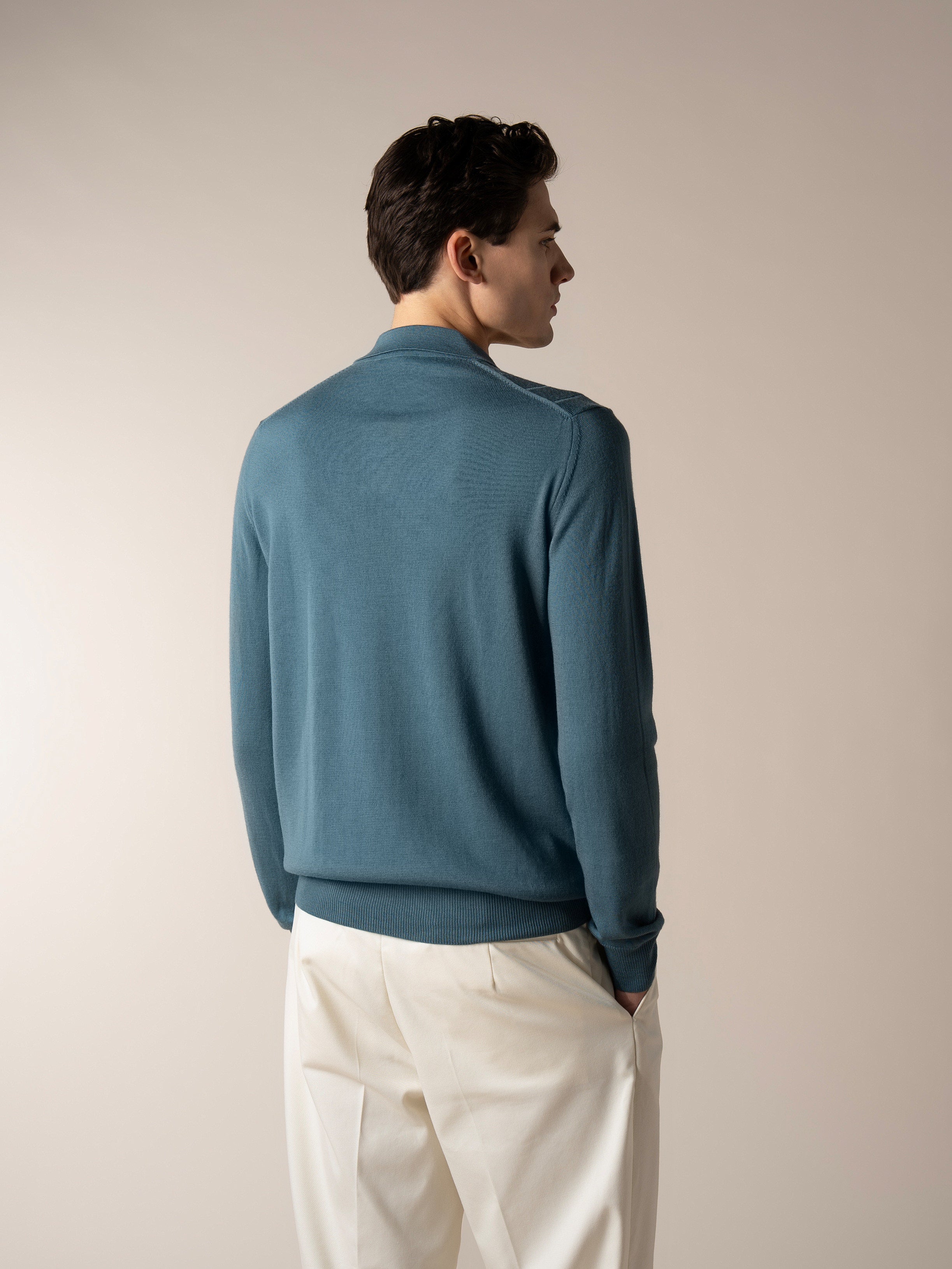 Shortsleeve Buttonless Ribbed Polo Sea Green