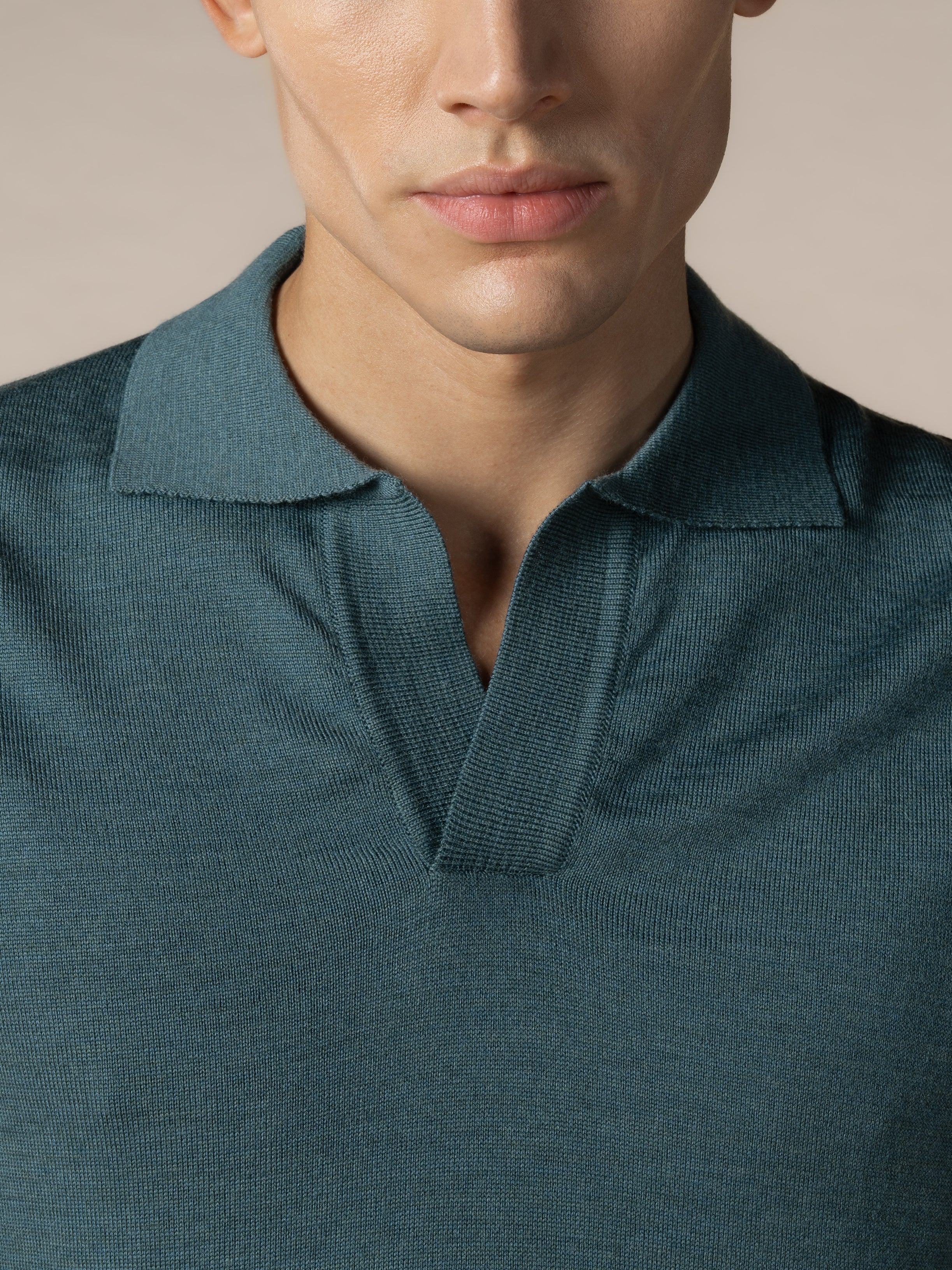 Shortsleeve Buttonless Polo Dark Aquamarine