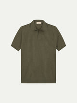 Shortsleeve Buttonless Ribbed Polo Olive