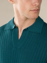 Shortsleeve Buttonless Ribbed Polo Forest Green