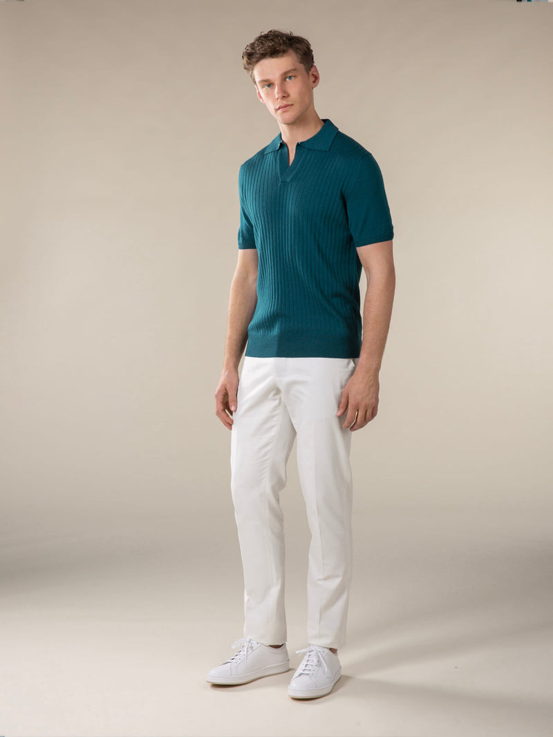 Shortsleeve Buttonless Ribbed Polo Forest Green