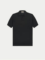Shortsleeve Buttonless Ribbed Polo Black