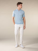 Shortsleeve Buttonless Ribbed Polo Light Blue