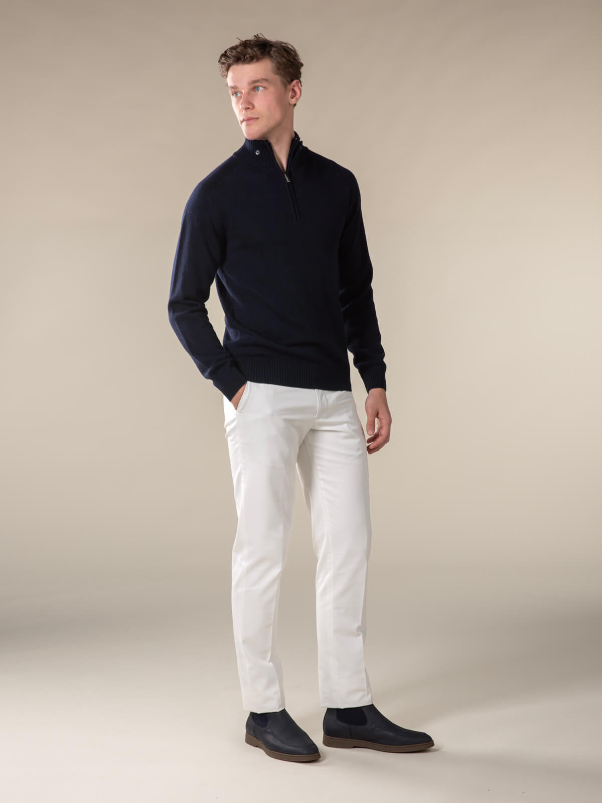 Navy Voyager Zip-up Sweater