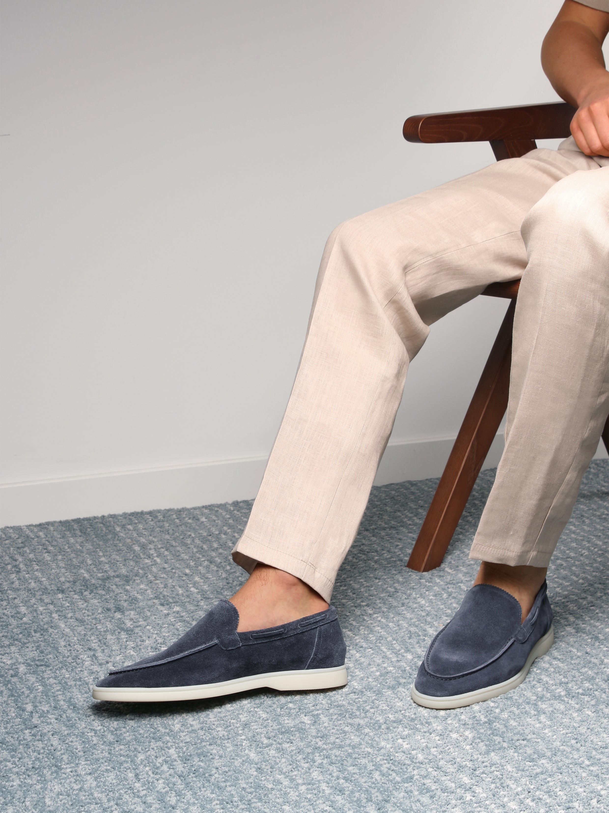 Aurélien | Steel Blue Suede Yacht Loafer