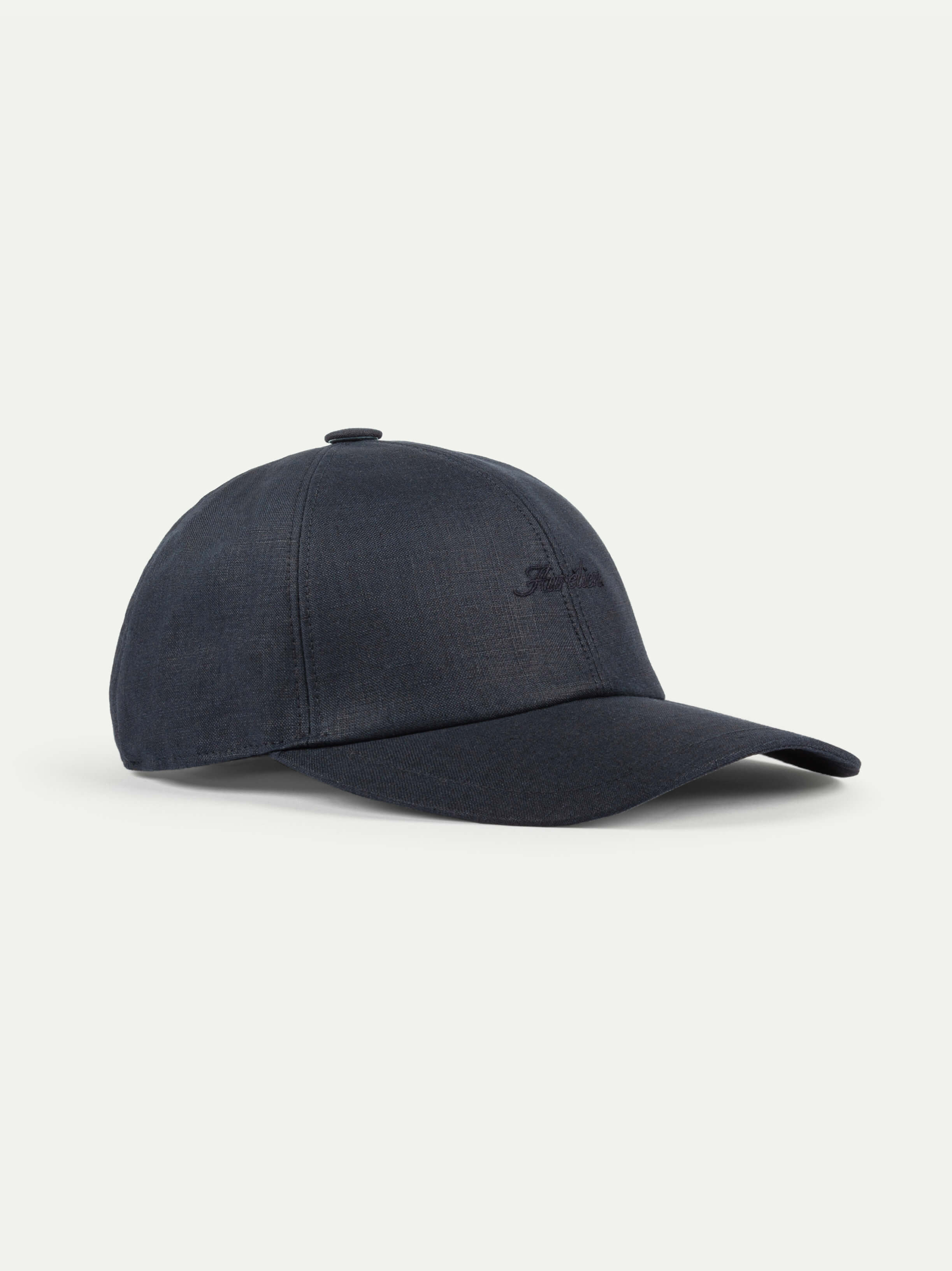 Navy Linen Baseball Cap