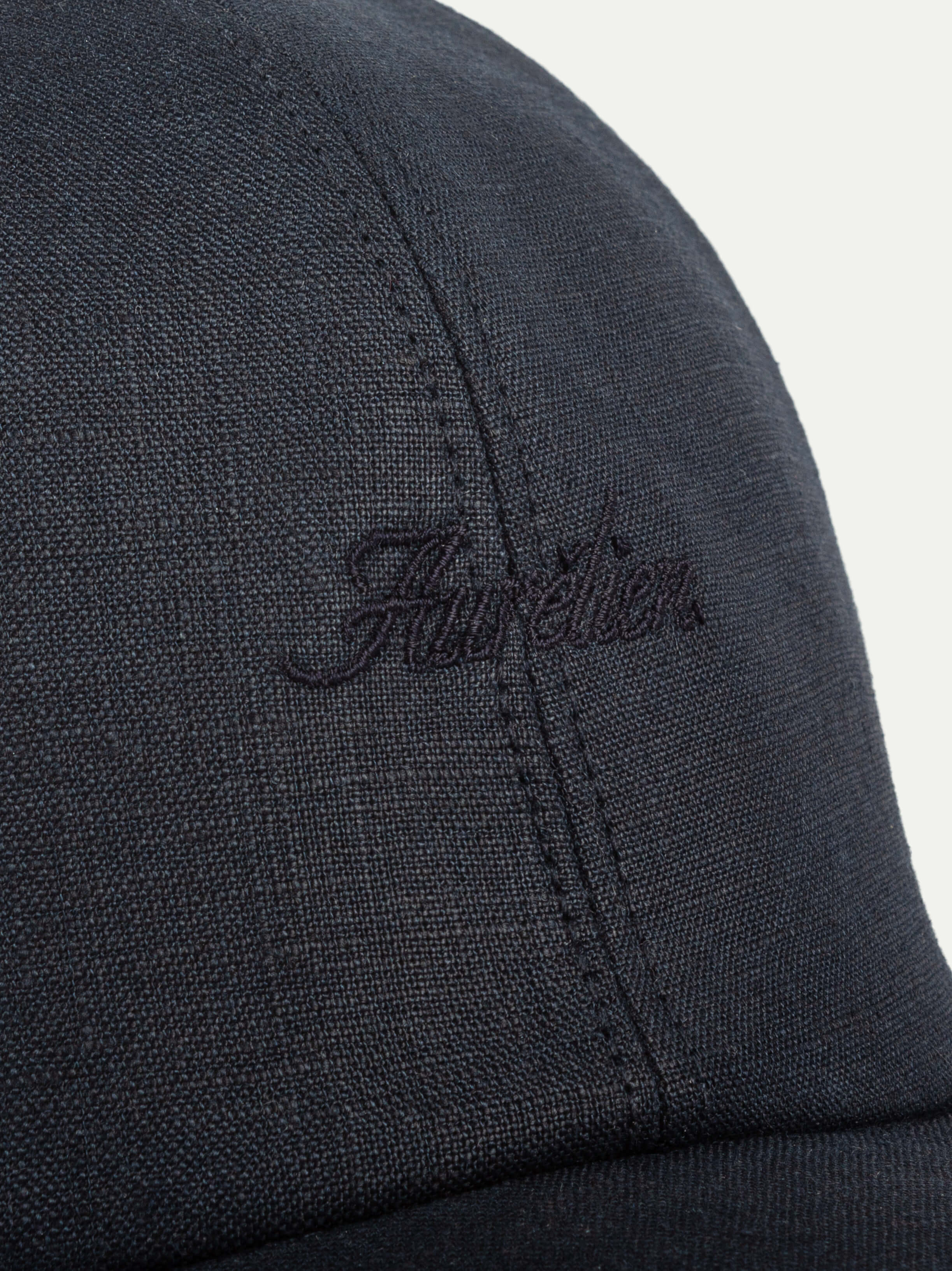 Navy Linen Baseball Cap