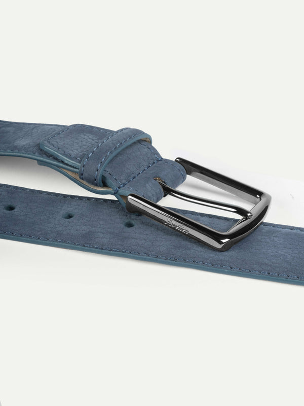 Steel Blue Nubuck Leather Belt