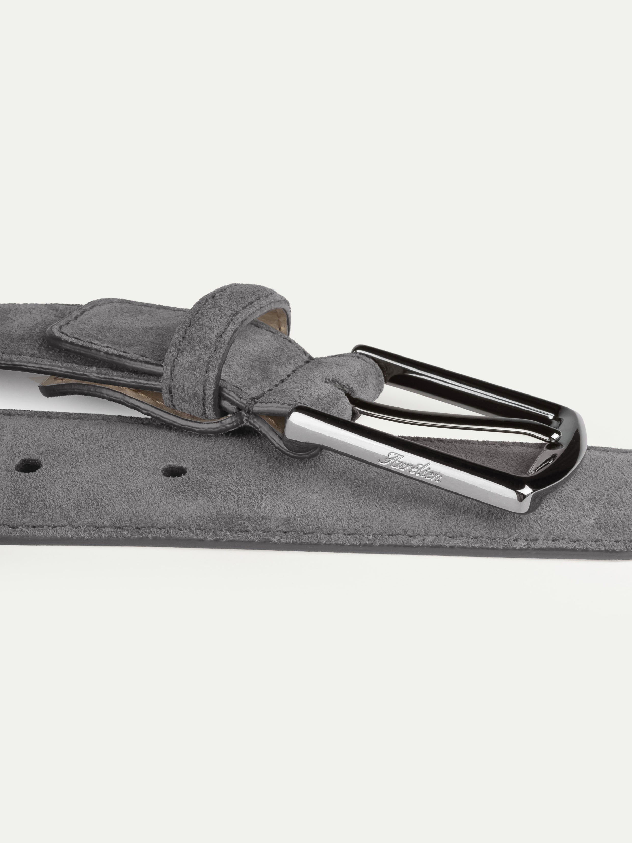 Grey Suede Leather Belt