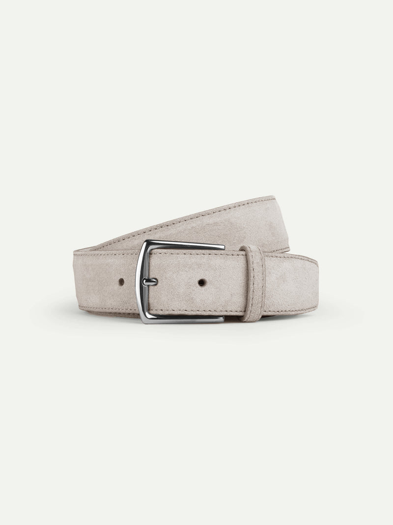 Light Grey Suede Leather Belt