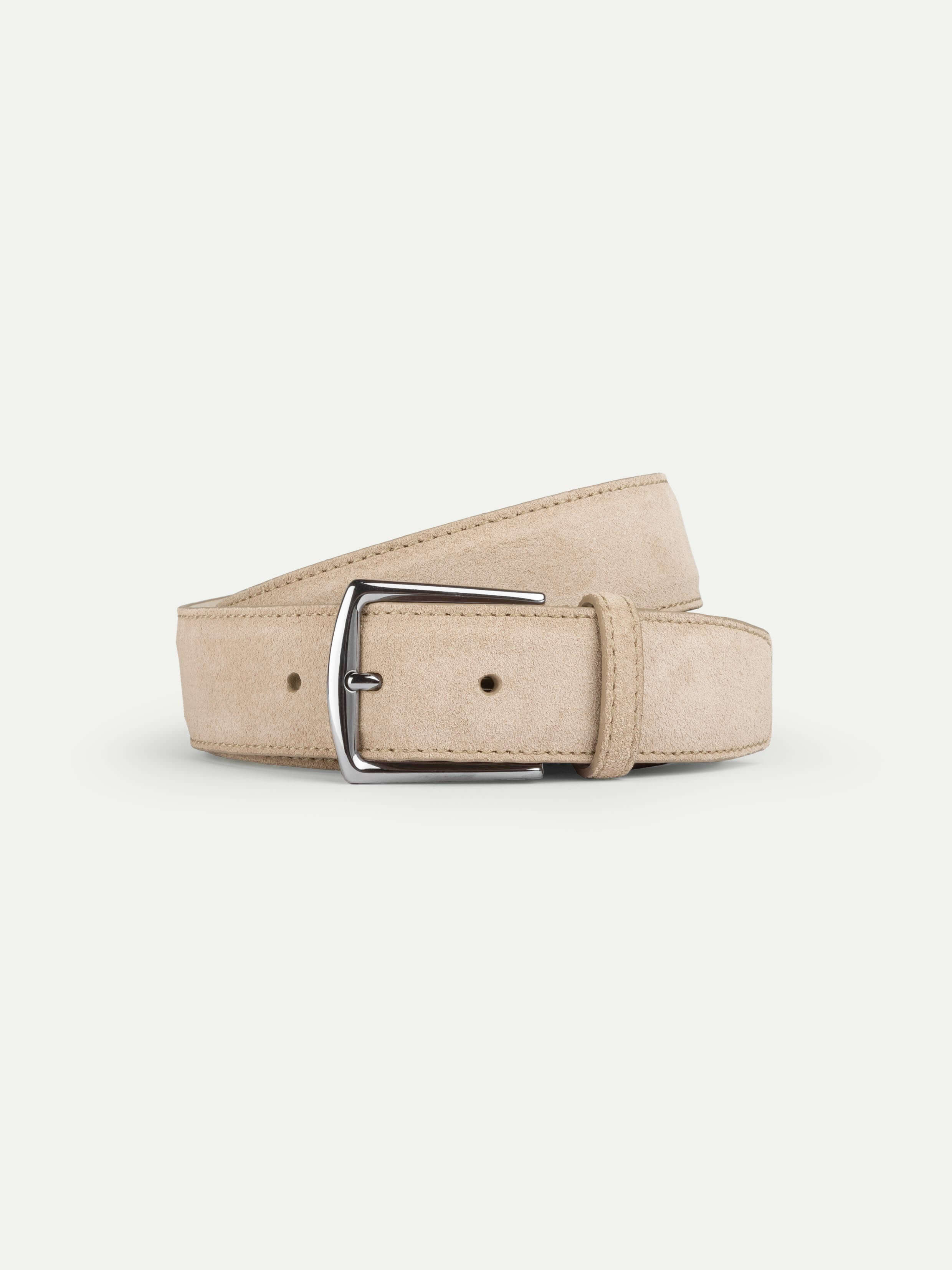 Light Beige Suede Leather Belt