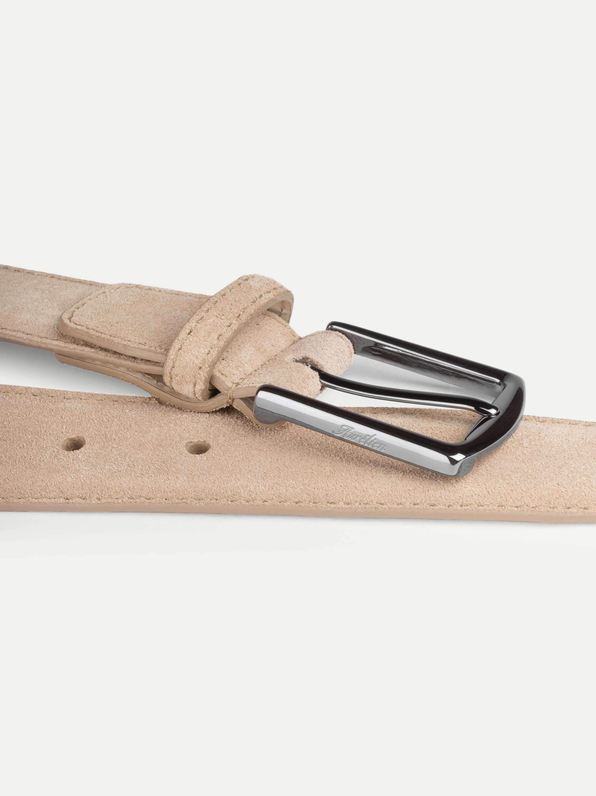 Light Beige Suede Leather Belt