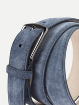 Steel Blue Suede Leather Belt