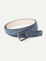 Steel Blue Suede Leather Belt