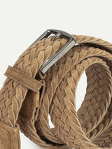 Beige Woven Suede Belt