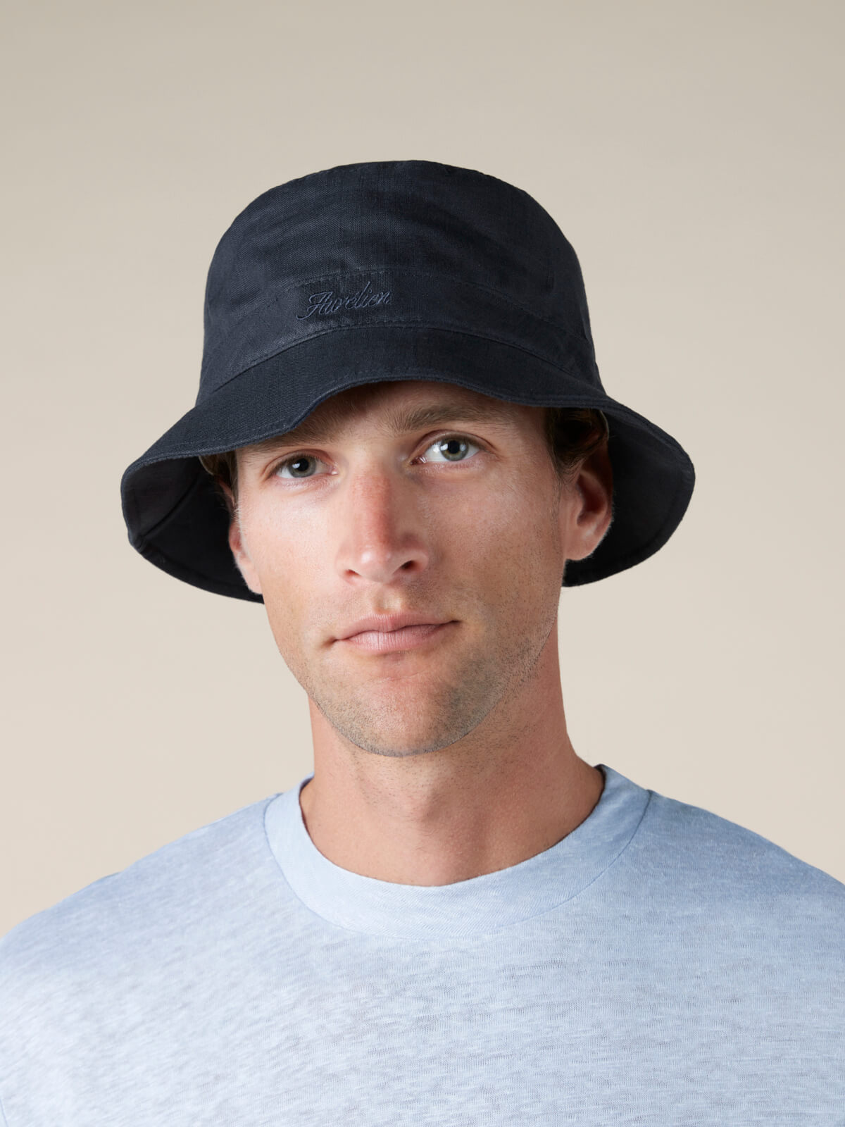 Navy Linen Bucket Hat