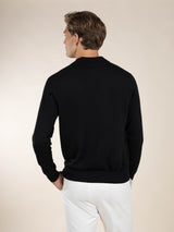 Extrafine Merino Buttonless Polo Black